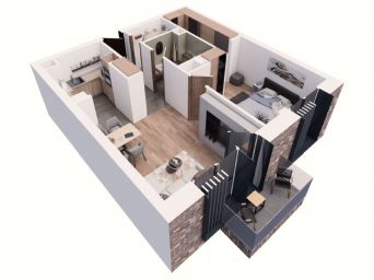Apartament 2 camere, 72.52mp construiti, etajul 1