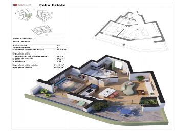 Corp A - 2 camere, parter, S.C. 61.75mp + 38.18mp terasa, Felix Estate
