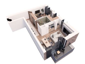 Apartament cu 2 camere, etajul 1, 80.66mp construiti desfasurati